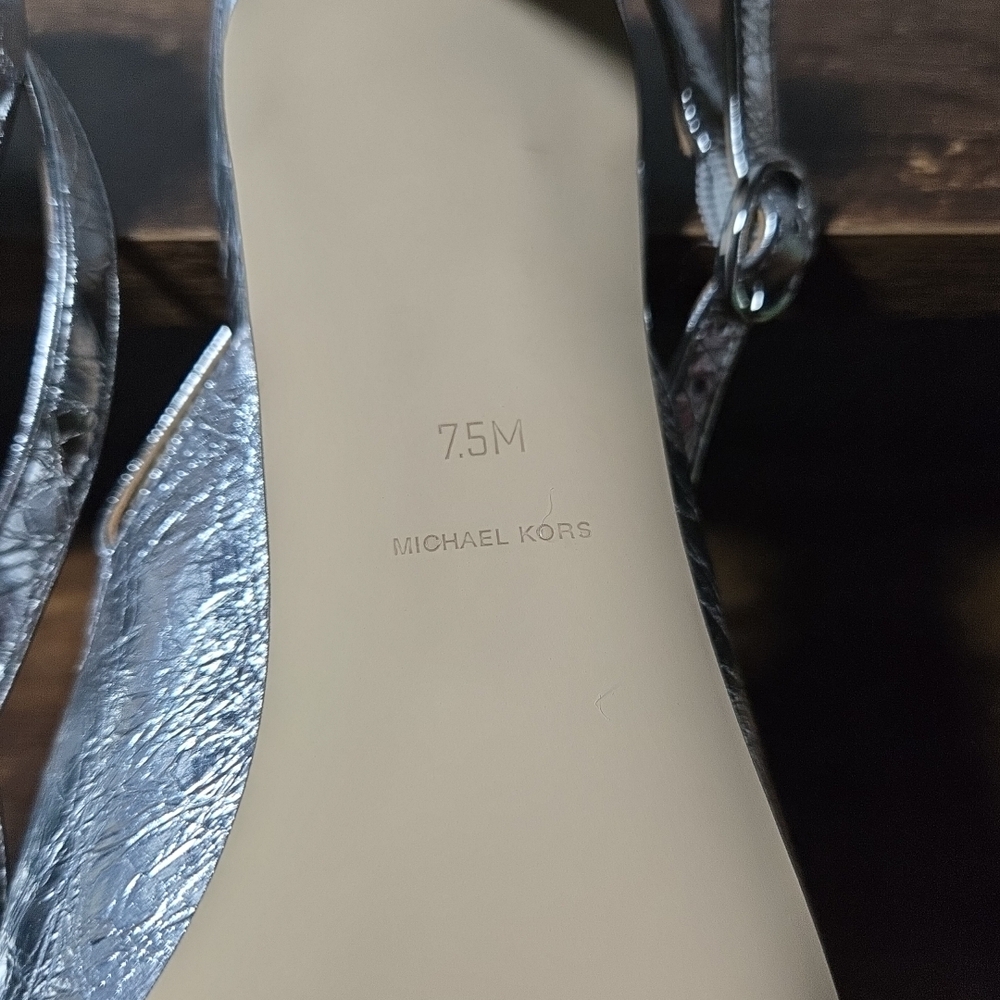Michael Kors Shiny Silver Slingback Flats - Picture 7 of 9